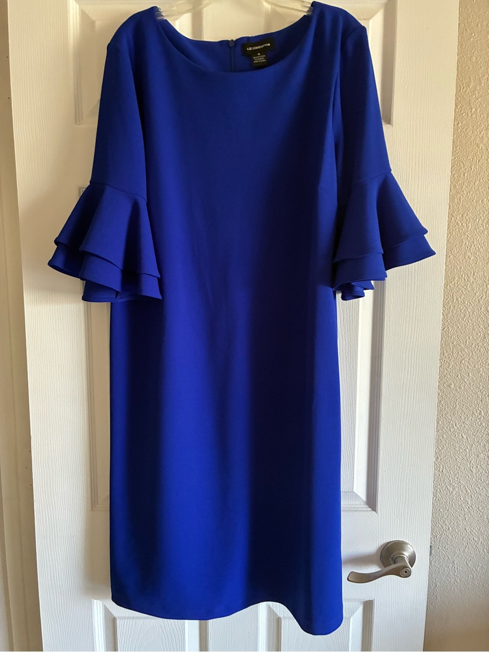 Liz Claiborne Cobalt Blue Tiered Ruffle Sleeve Midi Dress - Picture 4 of 5